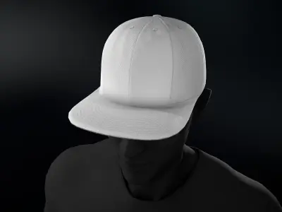 White Snapback Cap  Low-poly 3D model