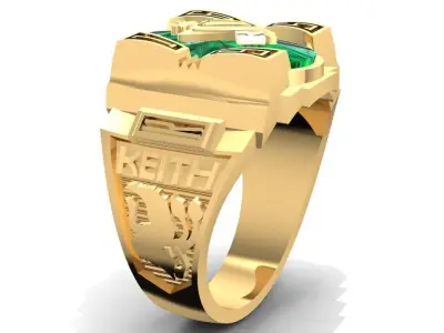 Mens Shield Gemstone Ring 3D Model 1076 3D print model