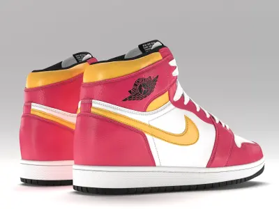 Jordan 1 Retro High  Light Fusion Red PBR Low-poly 3D model