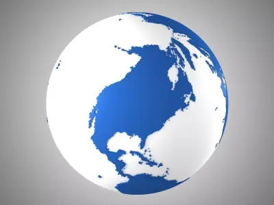 Solid Color Darker Blue White Globe 3D model