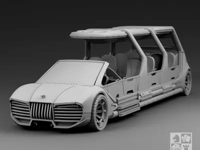 Futuristic Limousine with a hinged roof 3D print model
