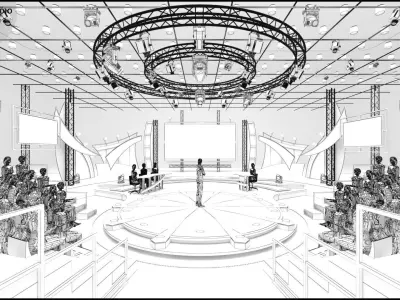 Virtual TV Studio Entertainment Set 2 3D model