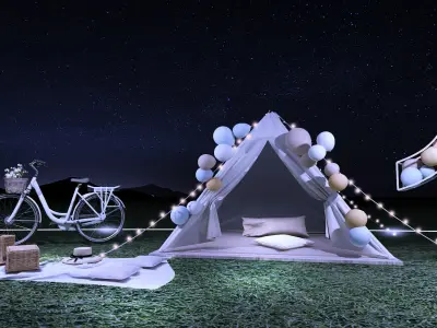 An outdoor tent a drive-in 3D model