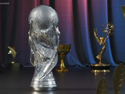 Silver Football Cup Trophy 3D model