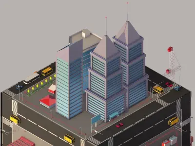 Low Poly Megapolis Cube City 3D model