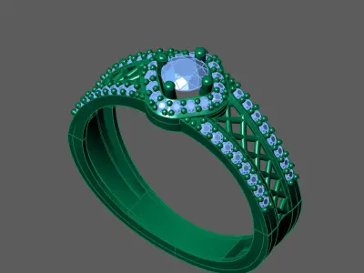 Womens Rings With Stone Ring Ready STL 3DM Models Rings women 3D print model