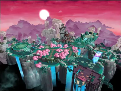 Red Hidden Fantasy World  Low-poly 3D model