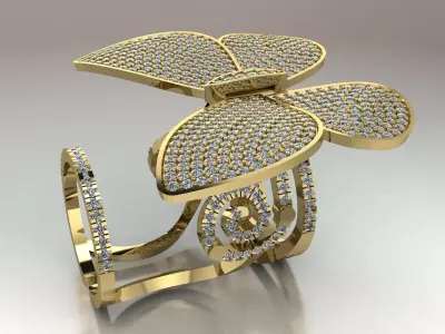 Butterfly Ring Gold Move 3D print model