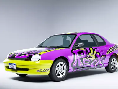 Classic Low Poly Sedan Car with Street Livery Game Ready Asset Low-poly 3D model