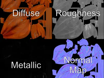 Decorative Metal Leaf Sculpture Model Pack Low-poly 3D model