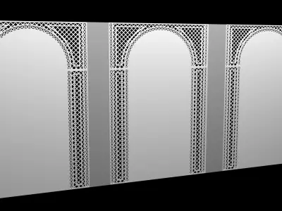 Decorative Iron Arch Wall  Jali  Panel   3D model