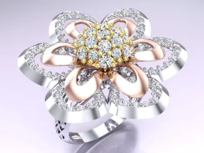  Mesh flower ring - Italian rings - Womens Rings - N6821 3D print model