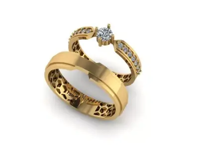 wedding ring 3D print model 10