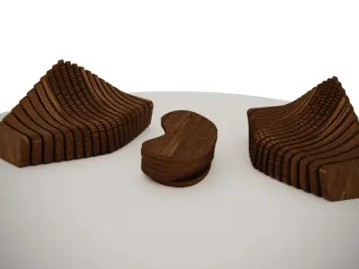 Modern Parametric Lounge Bench  Corona Rendered  Free 3D model