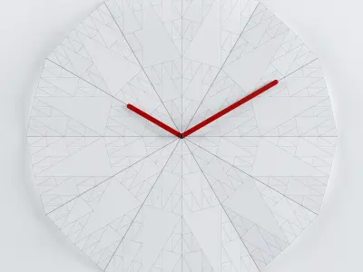 Clock origami wall made of wood 3D model
