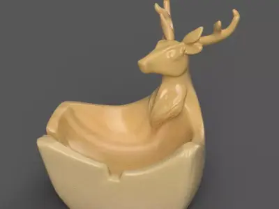 deer planter- garden urn - candy dish - organizer - ashtray 3D print model