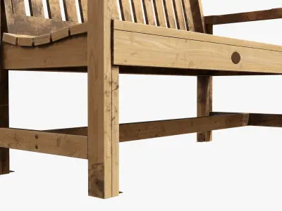 Wood Garden Outdoor Bench dirty 3D model