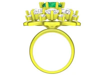 Luxury Floral Cluster Ring 3D Model for Jewelry Casting 4430 3D print model