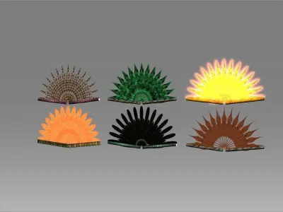 Classic Charm Decoration Fan Collection Low-poly 3D model