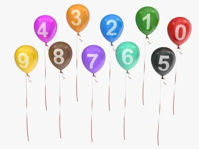 Number on Balloons Low-poly 3D model