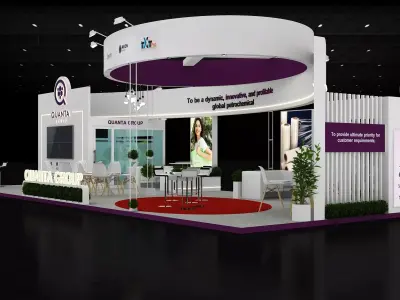 15mtr x 6mtr expo stall 4side open Exhibition Stand Design Low-poly 3D model