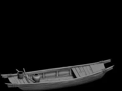 Game Traffic - Small wooden boat 03 3D model