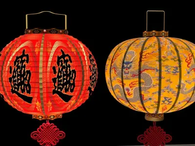 Chinese red lantern  3D model 27