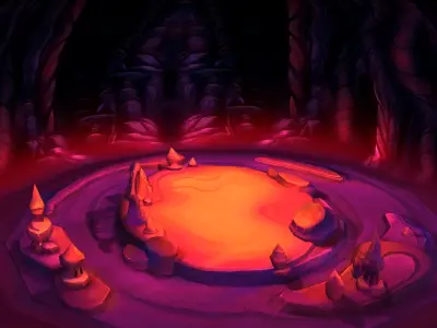 Game Low Mode - Underground Magma Battle Scene 02 3D model