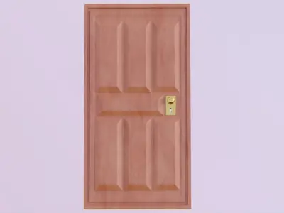 Wooden Door Free low-poly 3D model