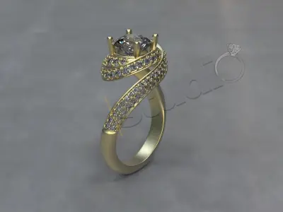 Luxury trinity solitaire ring 3d print model 3D print model