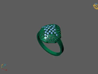 STL 3DM Women Ring Womens Ring Diamonds With Stone Model 3D print model