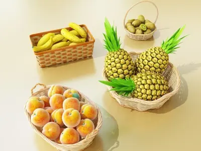Fruits and Basket Collection 3D model