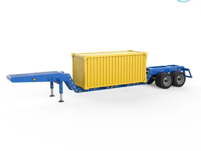 Heavy Trailer With Container 3D Printing Model 3D print model
