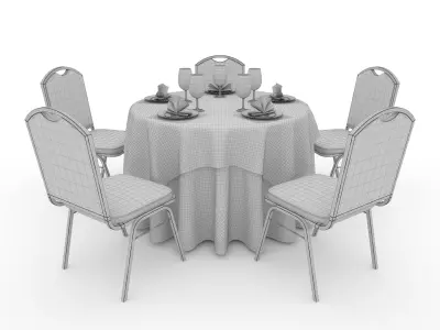 Banquet Table and Chair 11 3D model