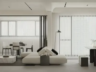 Modern living room dining room bedroom interior scenes 519 3D model