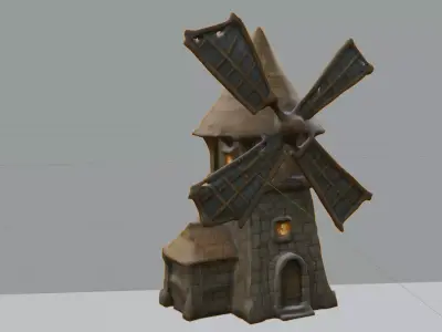 Windmill Haven  Low-Poly Stylized 3D Scene for Games Low-poly 3D model