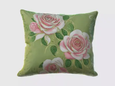 pillow with a vibrant green background 3D model