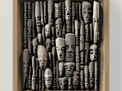 Wood faces panel decor n1 3D model