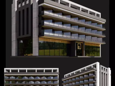 11 Modern Glass Building 3D model