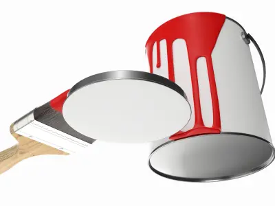 Paint bucket opened with brush 01 3D model