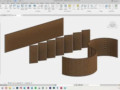 curtain wall revit family - wooden sun shading 3D model