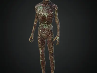 Rigged Zombie Character Low-poly 3D model