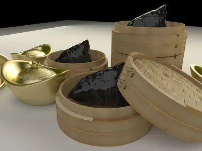 chinese gold ingot  3D model