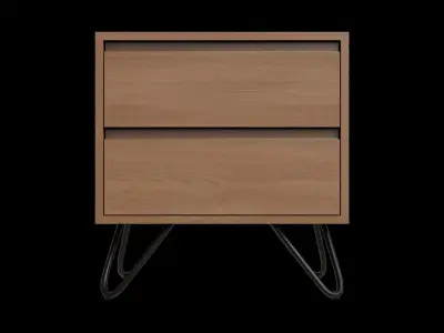 Red Walnut Effect Black Bedside Table Low-poly 3D model