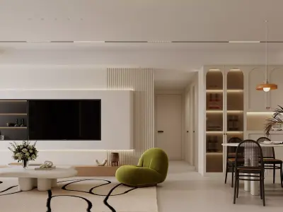 Modern living room dining room interior scenes 237 3D model
