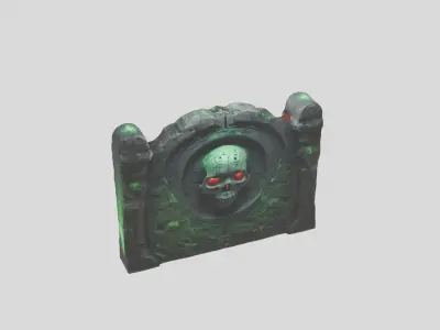This is a dark fantasy gravestone Low-poly 3D model