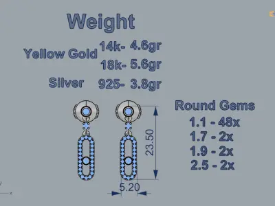 Messika Stylish Earrings 3D print model purchase