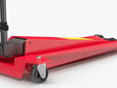 Floor Car Jack Red Low-poly 3D model