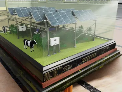 Agricultural Solar Energy Tracker System Table 2x2x8 Diorama 3D model