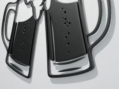 Kitchen Wall Decoration - Beer Mugs 3D model